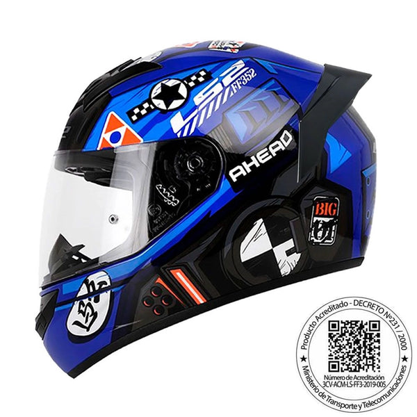 CASCO LS2 FF352 EVO BIG ONE AZUL BLANCO SPOILER AZUL