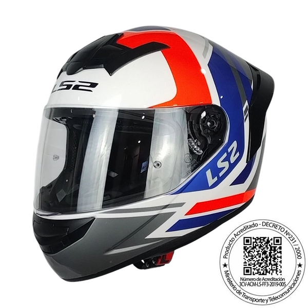 CASCO LS2 FF352 EVO DOWN BLANCO AZUL METALICO