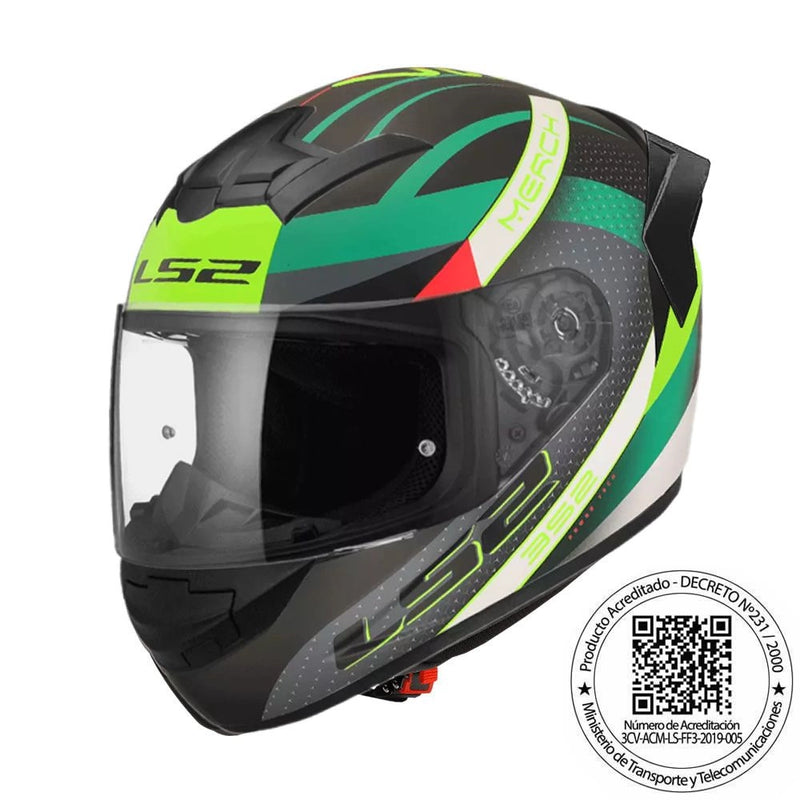 CASCO LS2 FF352 EVO MERCH NEGRO VERDE SPOILER NEGRO MATE