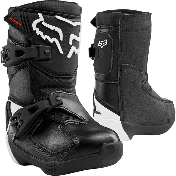 Botas Moto Infantil Comp K Negro/Blanco Fox