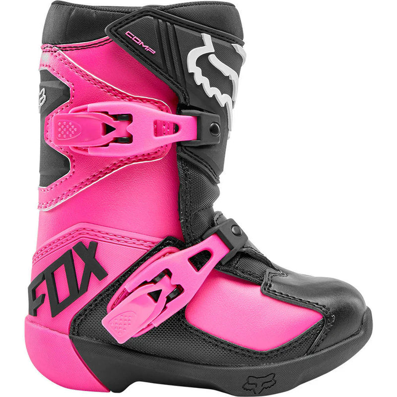 Botas Moto Infantil Comp K Negro/Rosado Fox