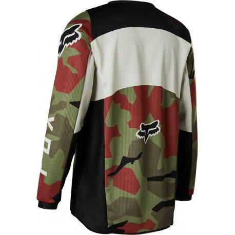 Polera Moto Niño 180 BNKR Camo Verde Fox