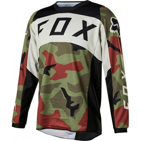 Polera Moto Niño 180 BNKR Camo Verde Fox