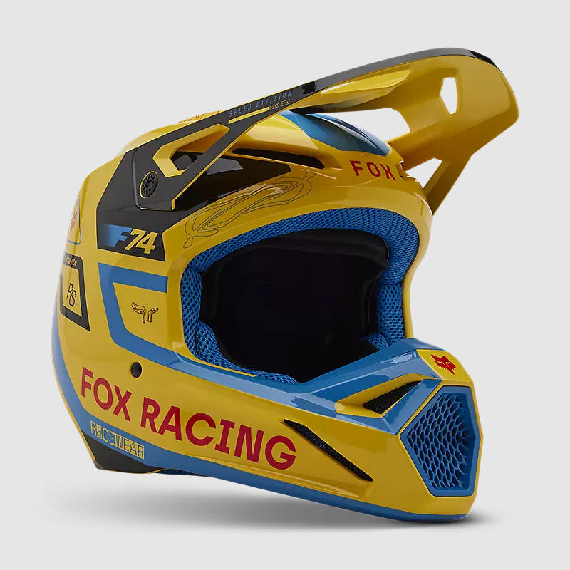 Casco Moto V1 Race Spec Amarillo Fox